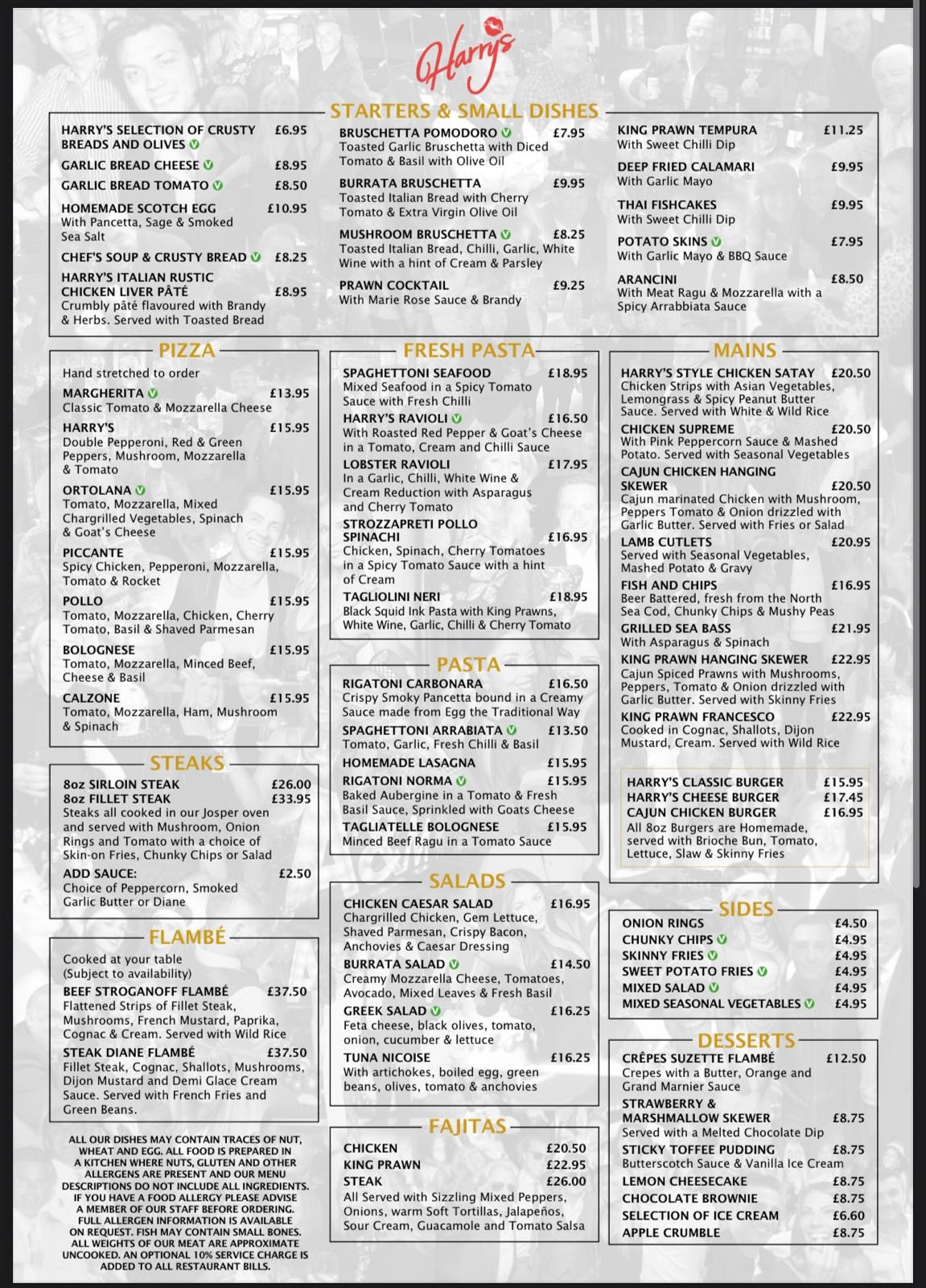 Harry's Bar Newcastle - A LA CARTE 2026
